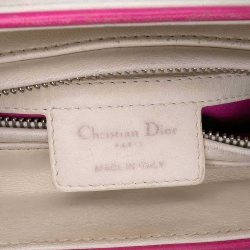 Dior Medium Lambskin Cannage Stitched Lady Dior White Leather Good condition - Box View