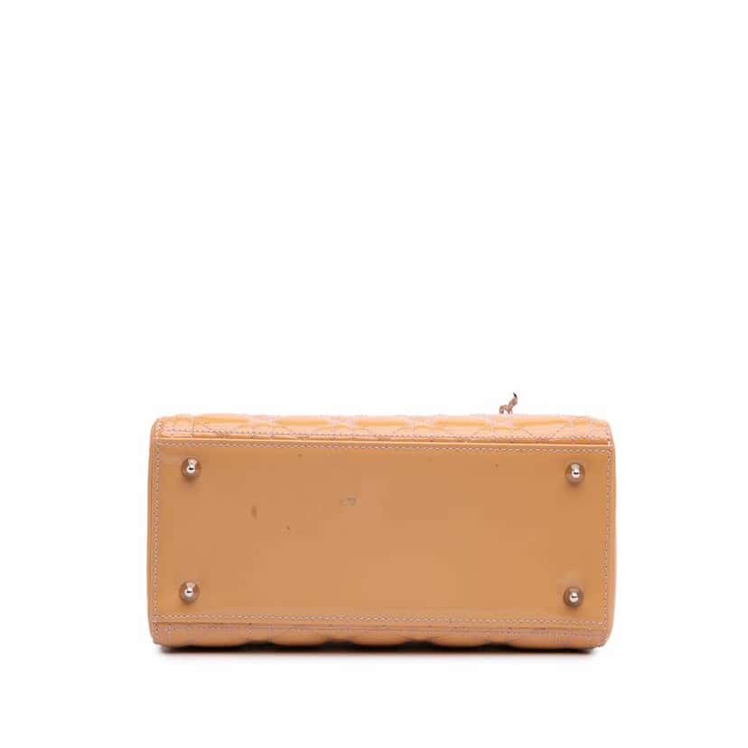 Dior Medium Patent Cannage Lady Dior Brown Leather Good condition - Inside View