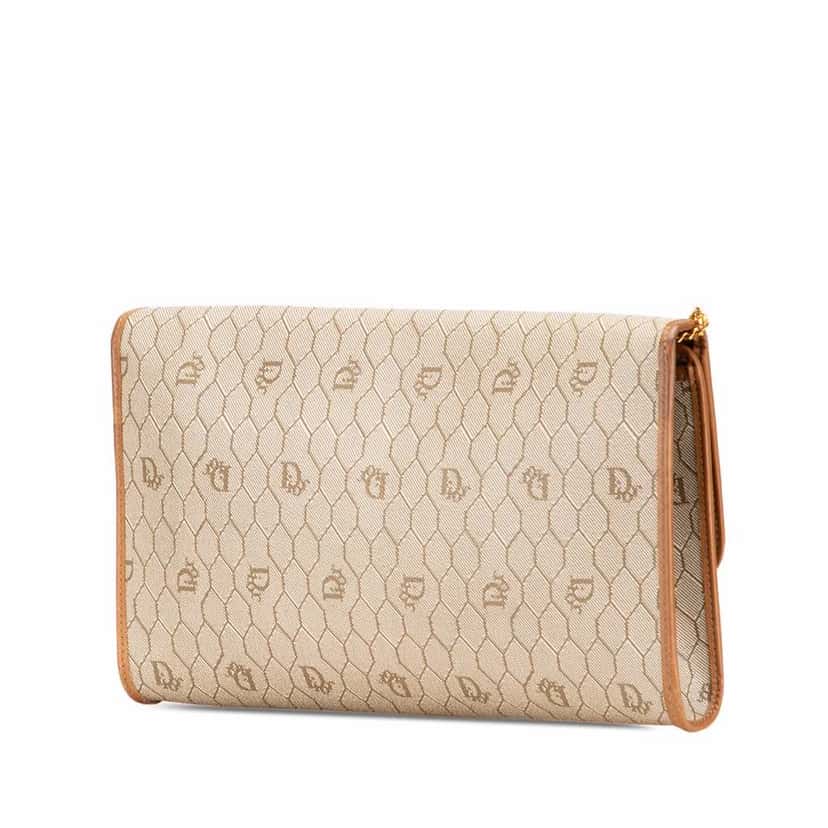 Dior Honeycomb Coated Canvas Chain Shoulder Bag Brown Very good condition - Back View