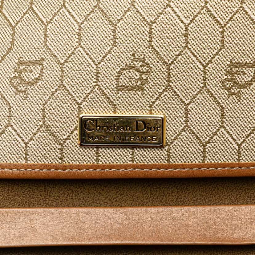 Dior Honeycomb Coated Canvas Chain Shoulder Bag Brown Very good condition - Box View