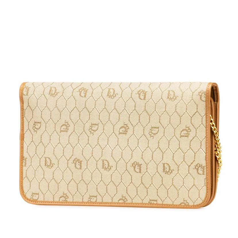 Dior Honeycomb Coated Canvas Chain Shoulder Bag Brown Good condition - Back View