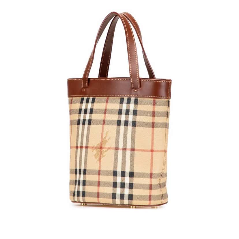 Burberry Haymarket Check Coated Canvas Bucket Bag Brown Good condition - Back View