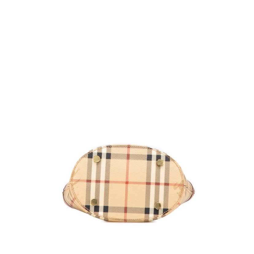 Burberry Haymarket Check Coated Canvas Bucket Bag Brown Good condition - Inside View