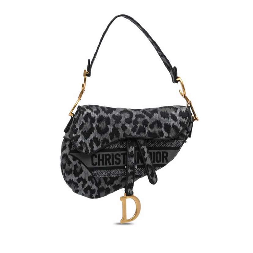 Dior Mizza Embroidered Canvas Leopard Saddle Bag Other Good condition - Front View