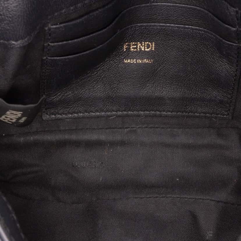 Fendi Mini Zucca Embossed Leather Baguette Satchel Black Leather Good condition - Model View