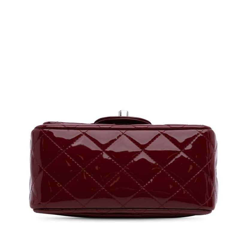 Chanel Mini Square Classic Patent Single Flap Red Leather Good condition - Inside View