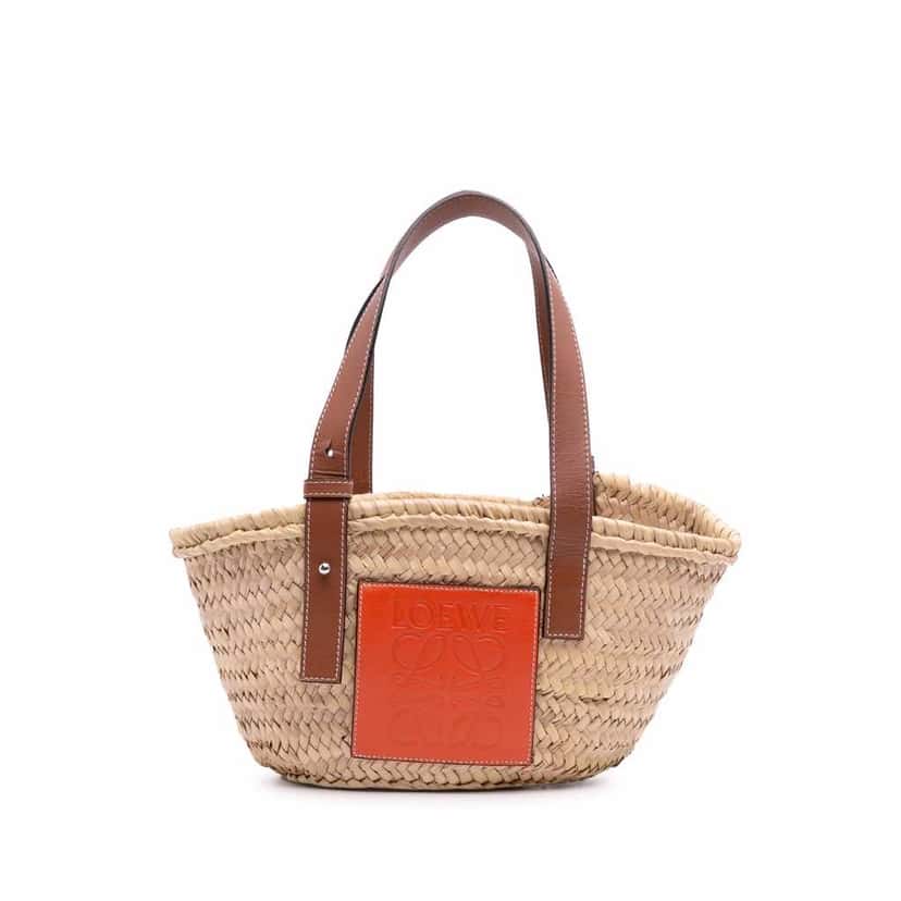 Loewe Small Raffia Basket Tote Brown Good condition - Front View