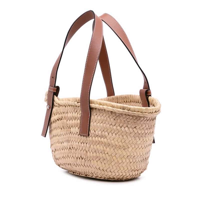 Loewe Small Raffia Basket Tote Brown Good condition - Back View