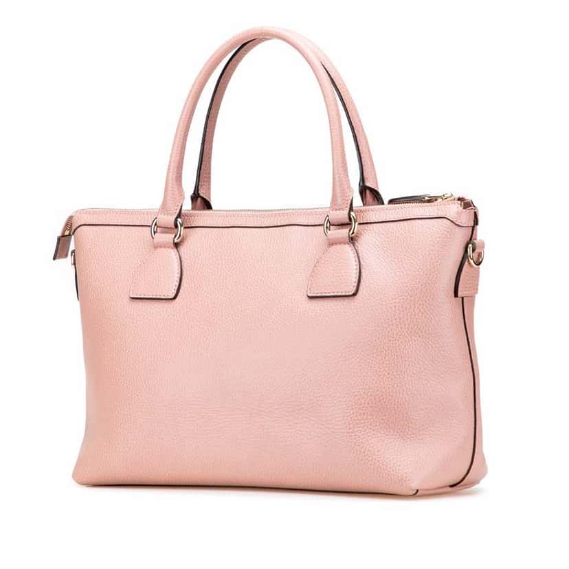 Gucci Dollar Calfskin GG Charm Satchel Pink Leather Very good condition - Back View