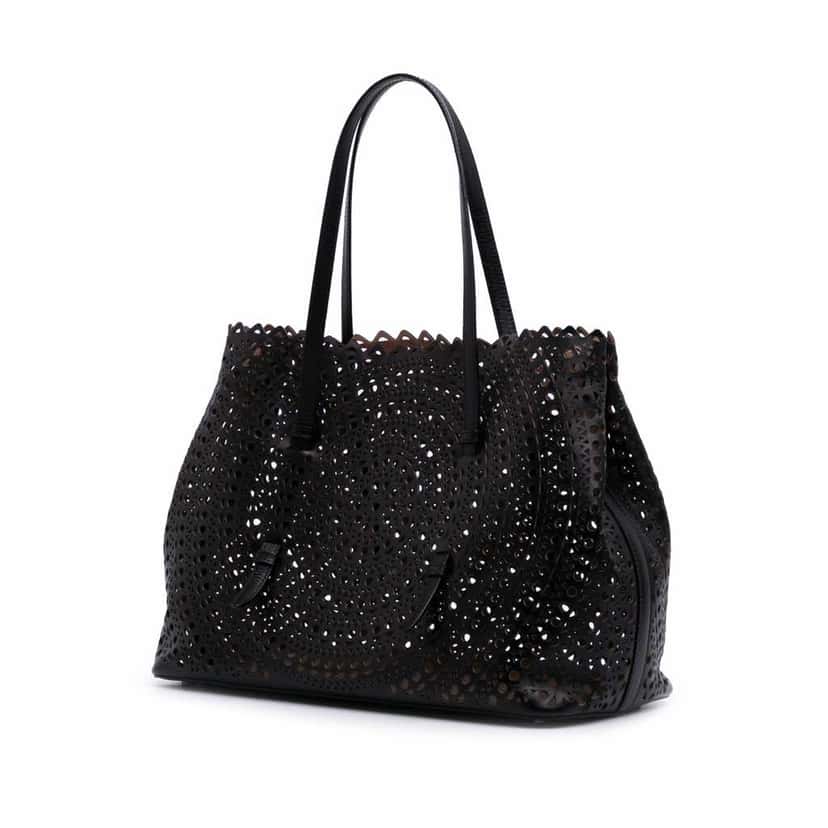 Alaïa Vienne Calfskin Laser Cut Mina 32 Black Leather Good condition - Back View