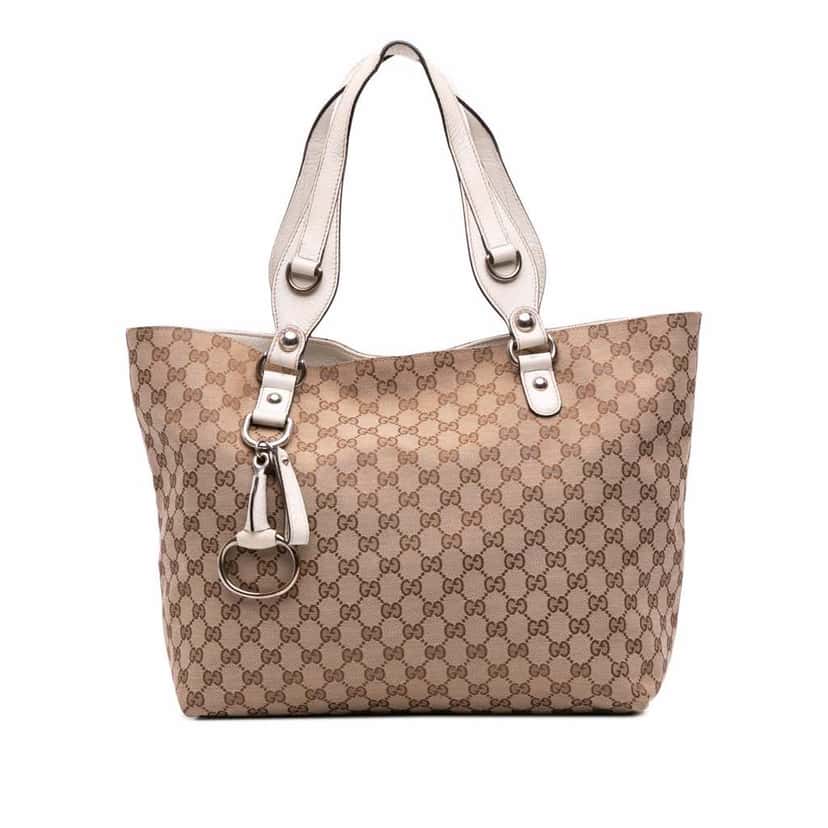 Gucci Medium GG Canvas Icon Bit Tote Brown Canvas Good condition - Front View