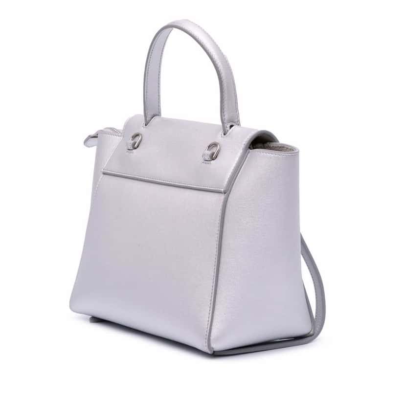 Celine Nano Laminated Calfskin Belt Bag Silver Leather Good condition - Back View