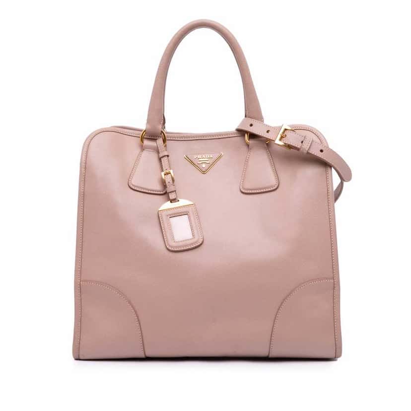 Prada Saffiano Lux Shopping Tote Pink Leather Good condition - Front View
