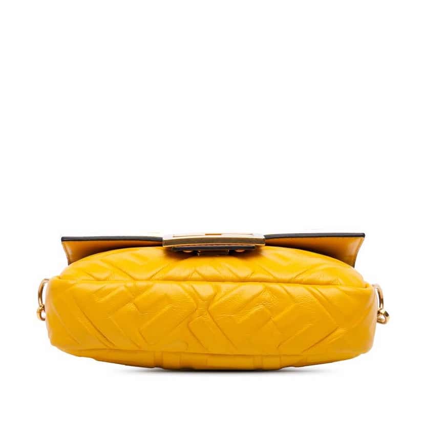 Fendi Mini Zucca Embossed Leather Baguette Satchel Yellow Leather Good condition - Inside View