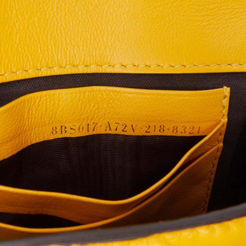 Fendi Mini Zucca Embossed Leather Baguette Satchel Yellow Leather Good condition - Box View