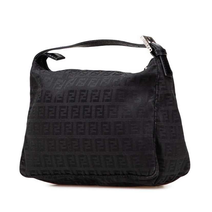 Fendi Zucchino Canvas Handbag Black Good condition - Back View