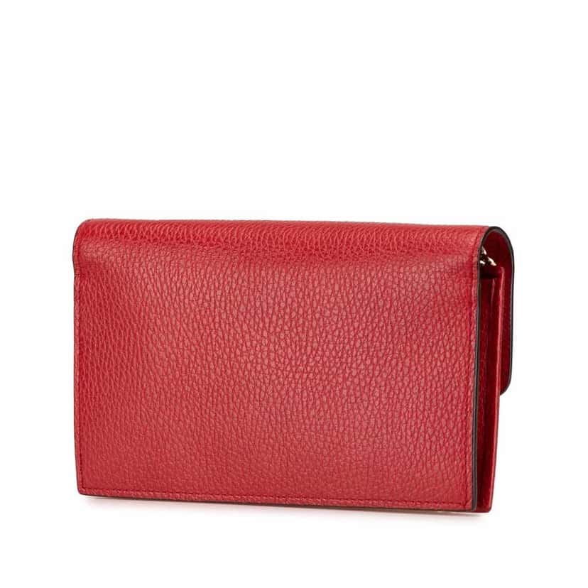 Gucci Leather Interlocking G Dollar Wallet on Chain Red Leather Good condition - Back View
