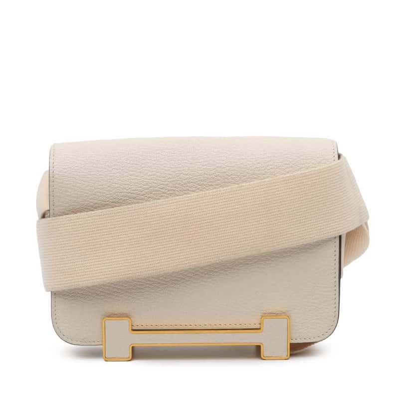 Hermès Chevre Mysore Geta White Leather Good condition - Front View