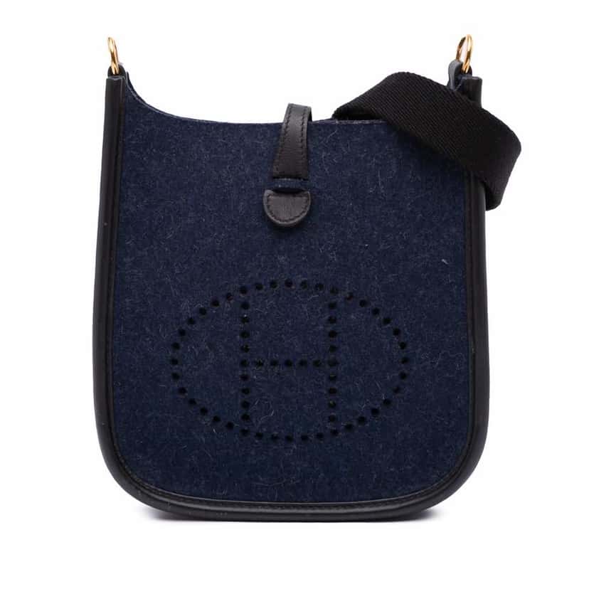 Hermès Feutre and Swift Evelyne TPM Blue Good condition - Front View