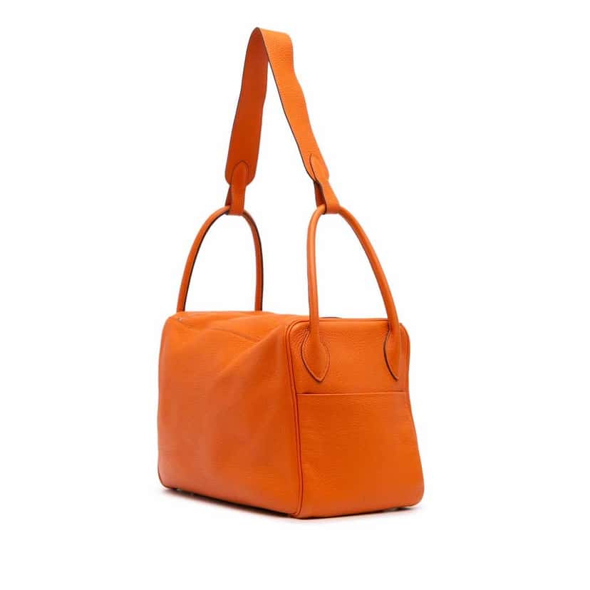 Hermès Clemence Lindy 34 Orange Leather Good condition - Back View
