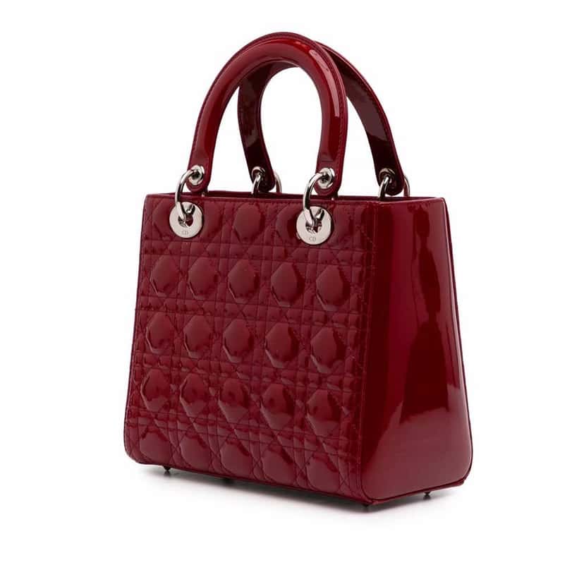 Dior Medium Patent Cannage Lady Dior Red Leather Good condition - Back View