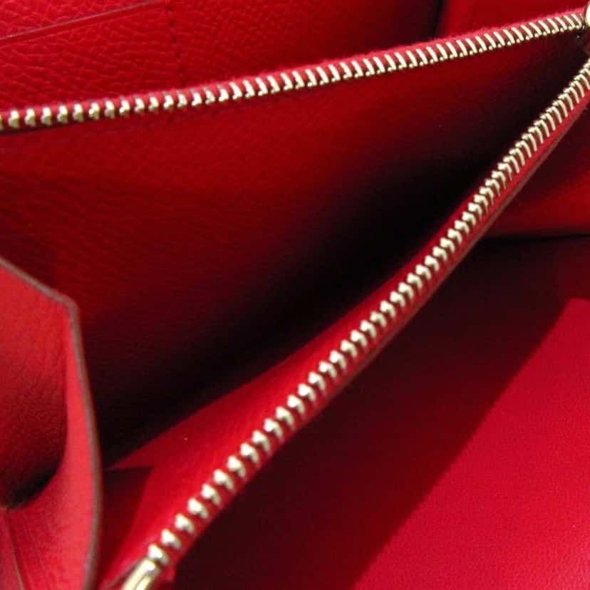 Hermès Epsom Constance Compact Wallet Red Leather Good condition - Inside View