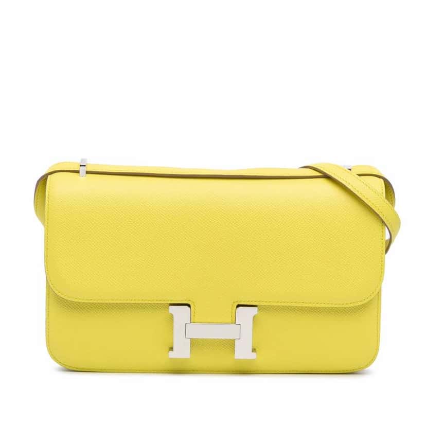 Hermès Epsom Constance Elan 25 Yellow Leather Good condition - Front View