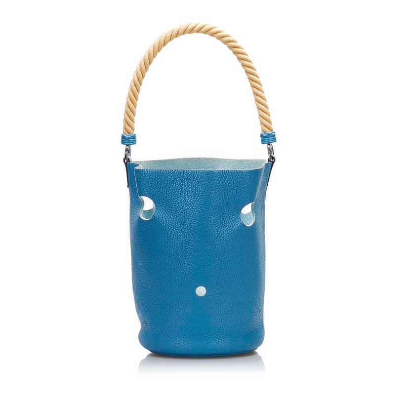 Hermès Clemence Mangeoire Bucket PM Blue Leather Very good condition - Inside View