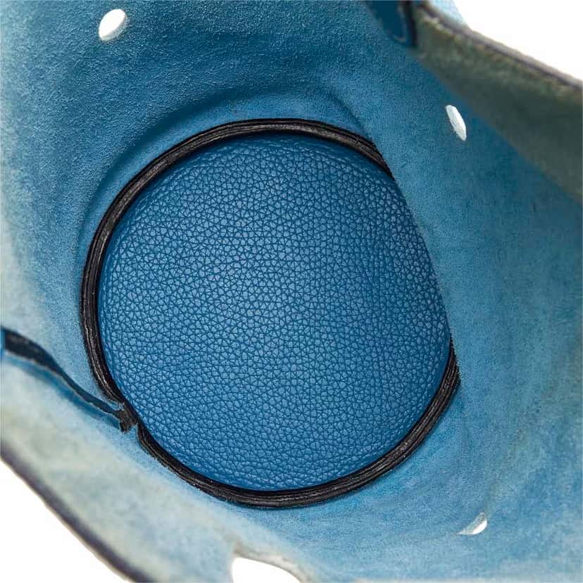 Hermès Clemence Mangeoire Bucket PM Blue Leather Very good condition - Box View