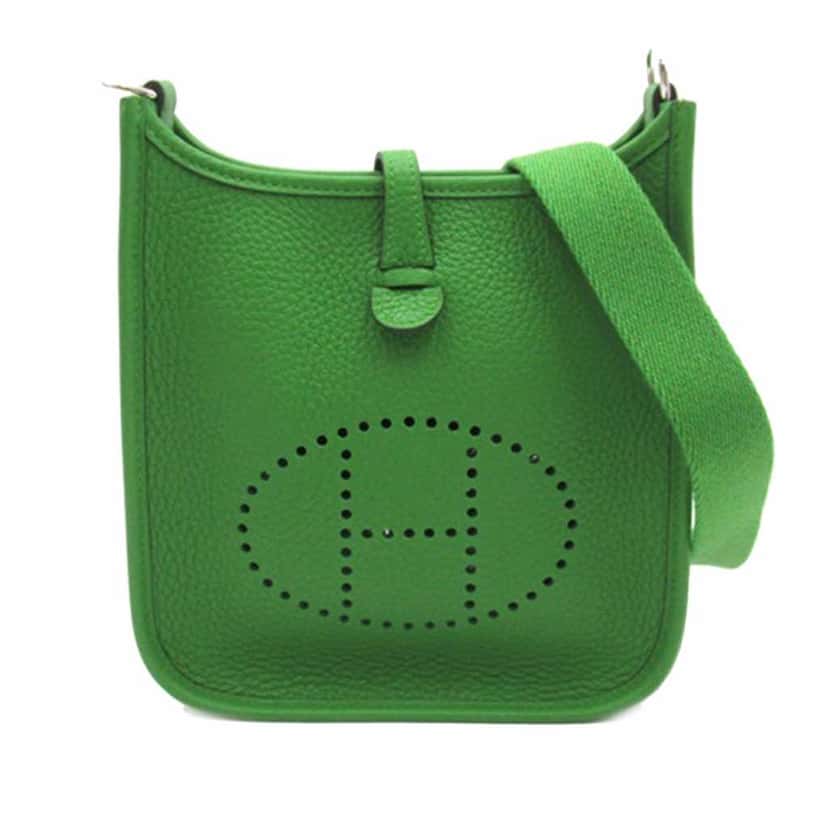 Hermès Clemence Evelyne TPM Green Leather Very good condition - Front View