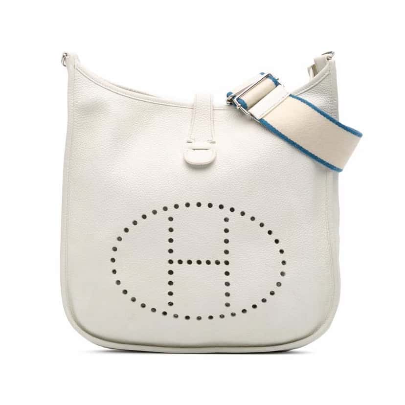 Hermès Clemence Evelyne III PM White Leather Good condition - Front View