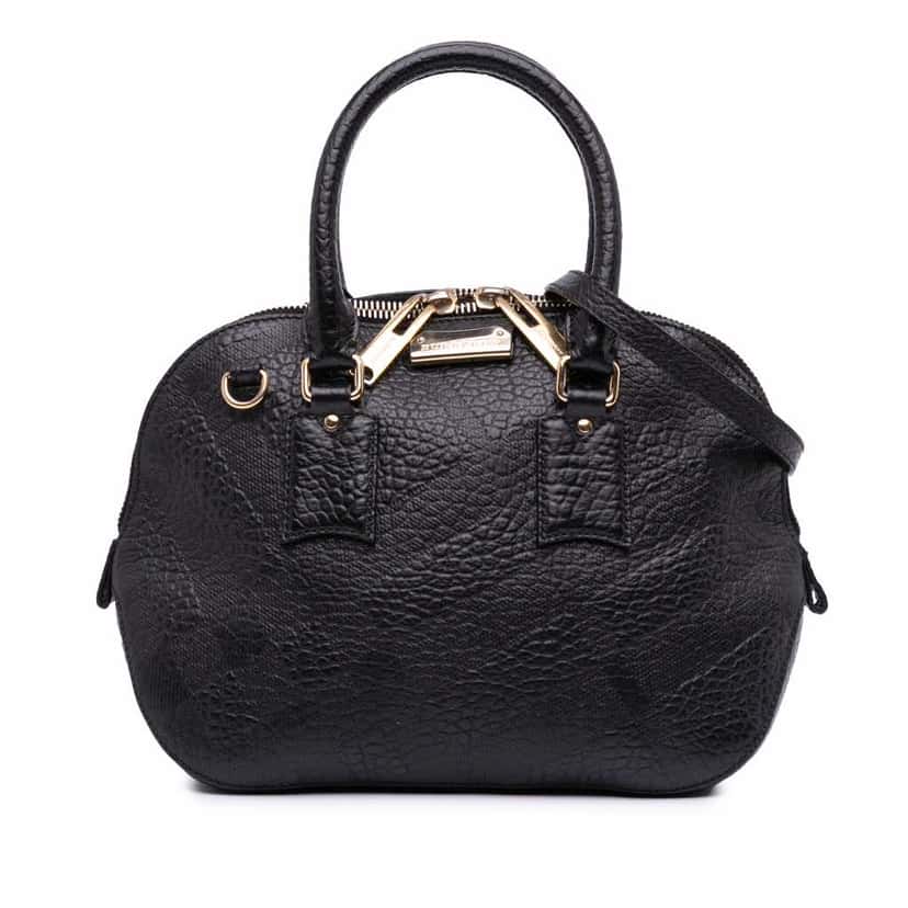 Burberry Small Grained Calfskin Orchard Bowling Bag Black Leather Good condition - Front View