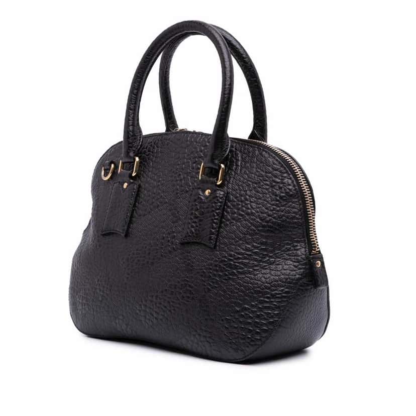 Burberry Small Grained Calfskin Orchard Bowling Bag Black Leather Good condition - Back View