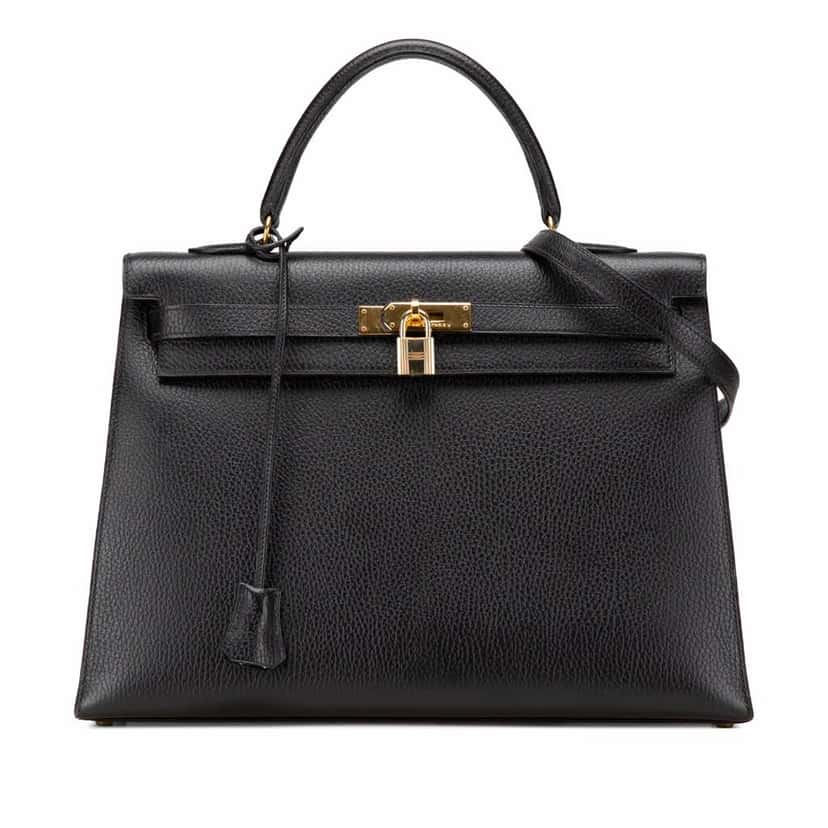 Hermès Ardennes Kelly Sellier 35 Black Leather Good condition - Front View