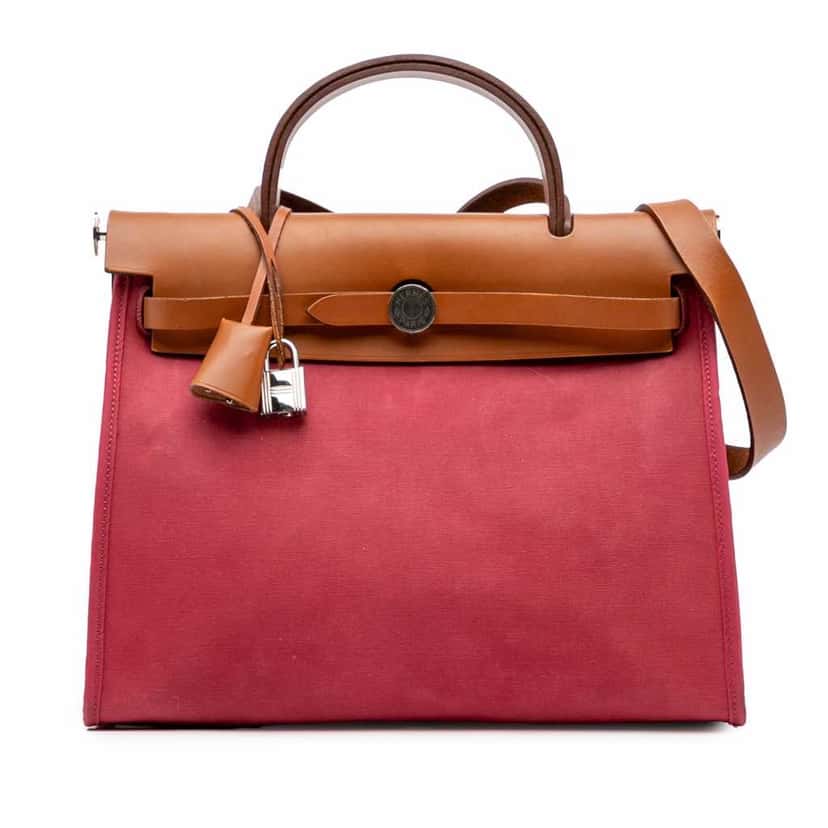 Hermès Toile Herbag Zip 31 Pink Good condition - Front View