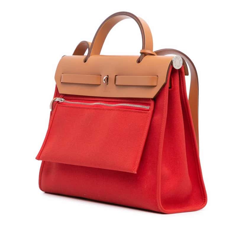 Hermès Toile Herbag Zip 31 Red Good condition - Back View