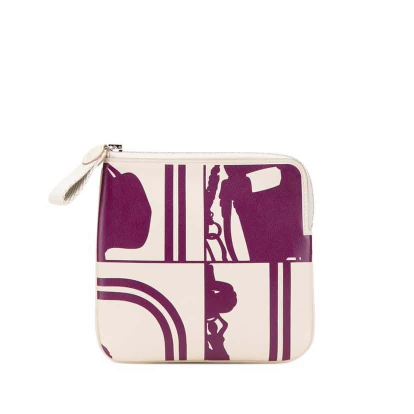 Hermès Swift Brides de Gala en Desordre Tattoo Carre Pocket Pouch White Leather Good condition - Front View