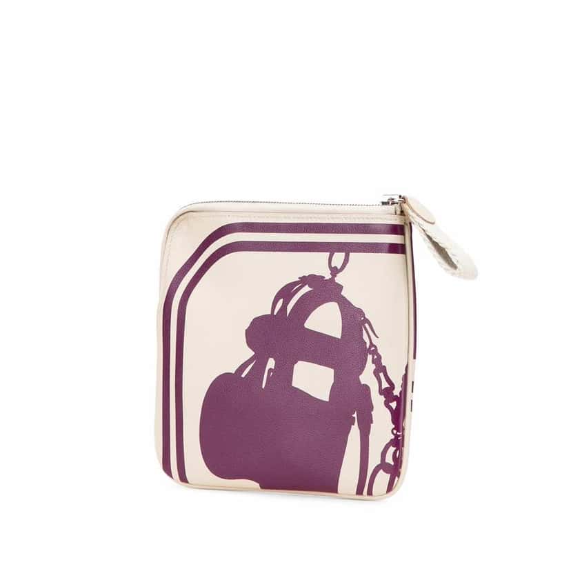 Hermès Swift Brides de Gala en Desordre Tattoo Carre Pocket Pouch White Leather Good condition - Back View