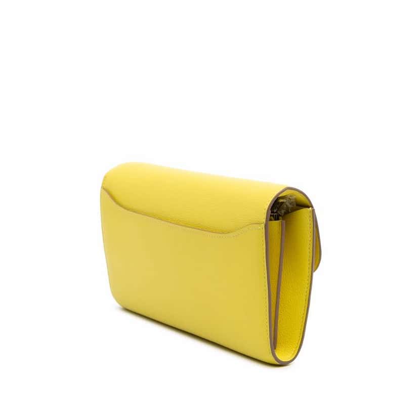 Hermès Evercolor Constance Wallet To Go Yellow Leather Good condition - Back View
