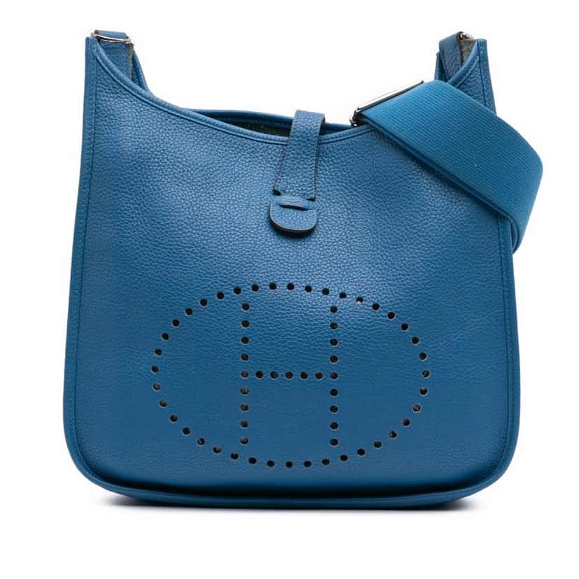 Hermès Clemence Evelyne III 33 Blue Leather Good condition - Front View