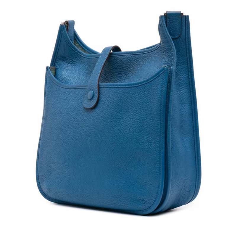 Hermès Clemence Evelyne III 33 Blue Leather Good condition - Back View