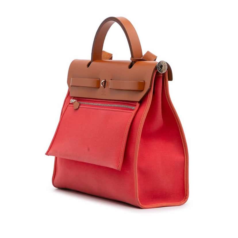 Hermès Toile Herbag Zip 31 Red Good condition - Back View