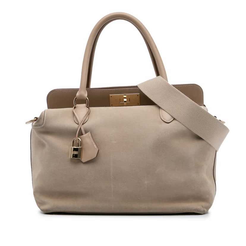 Hermès Veau Grizzly and Swift Toolbox 33 Brown Leather Good condition - Front View