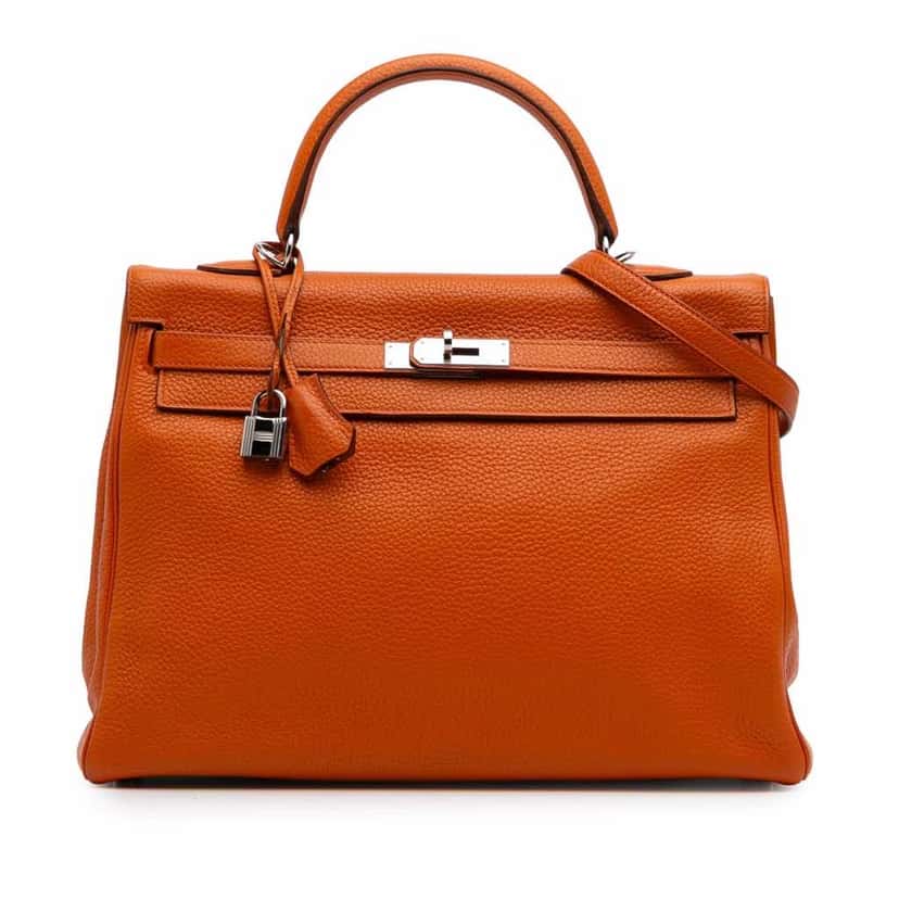 Hermès Togo Kelly II Retourne 35 Orange Leather Good condition - Front View