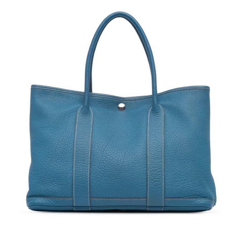 Hermès Negonda Garden Party 36 Blue Leather Good condition - Front View