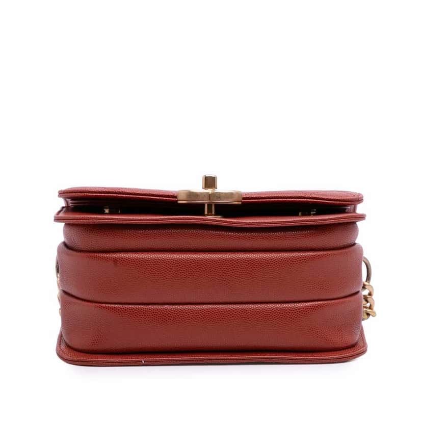 Chanel Mini CC Quilted Caviar Single Flap Messenger Red Leather Good condition - Inside View