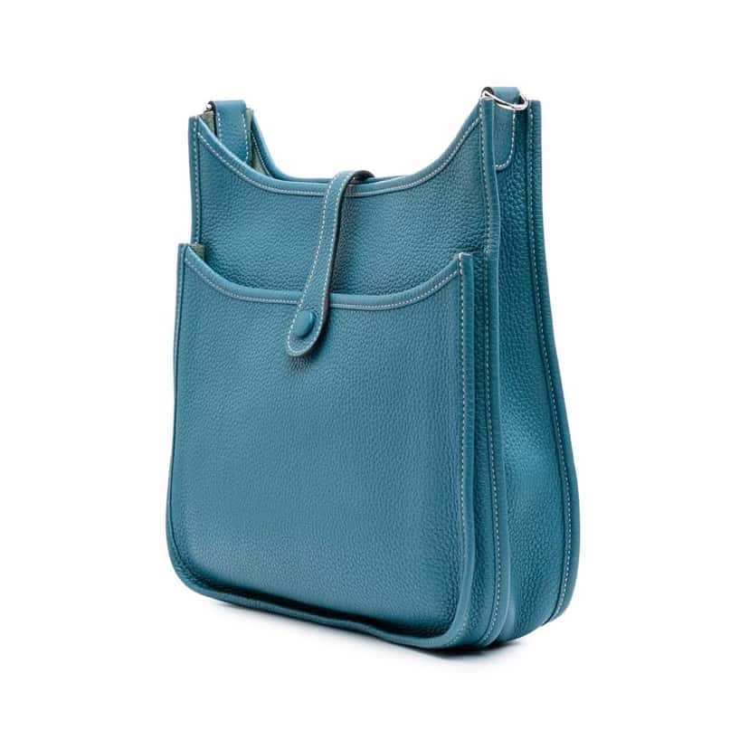 Hermès Clemence Evelyne III P Blue Leather Good condition - Back View