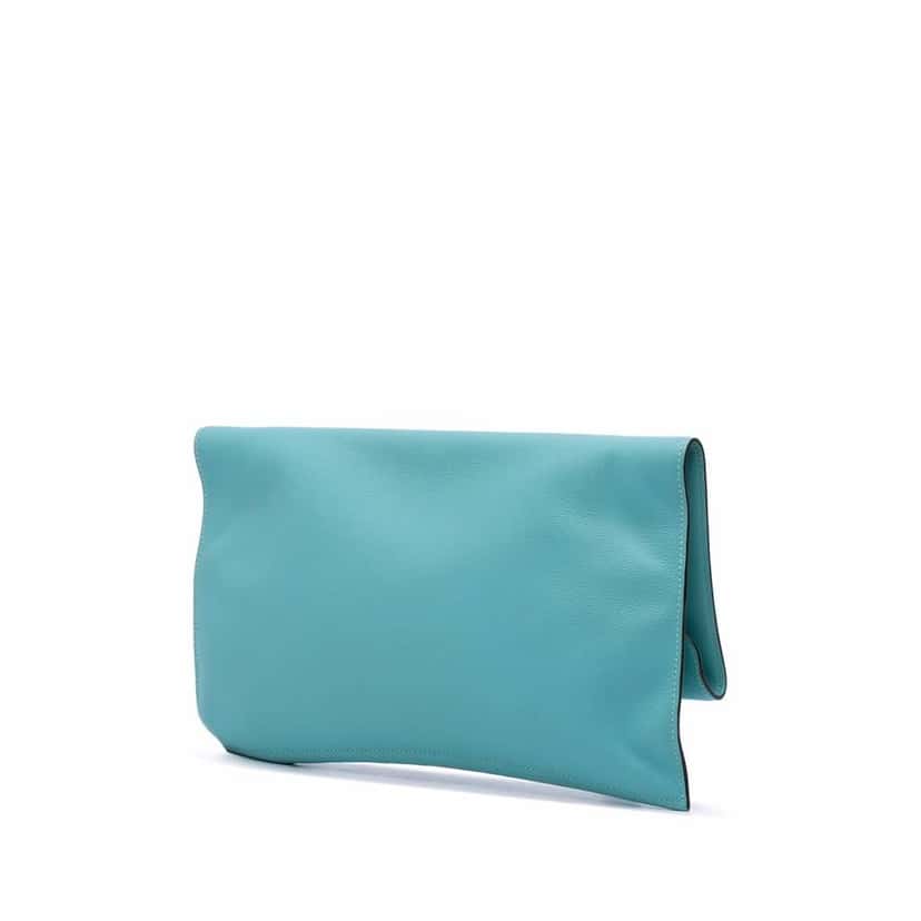 Hermès Evercolor Pliplat Clutch Blue Leather Good condition - Back View