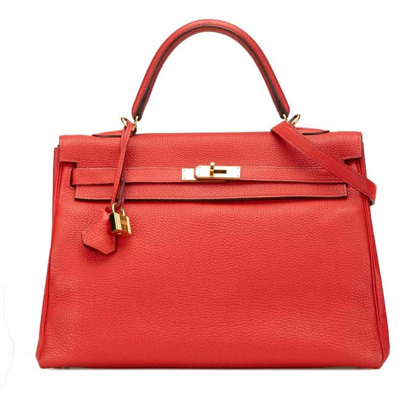 Hermès Togo Kelly II Retourne 35 Red Leather Good condition - Front View