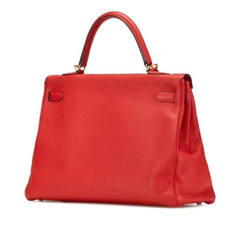 Hermès Togo Kelly II Retourne 35 Red Leather Good condition - Back View